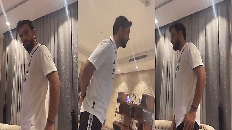 شاهد.. السومة يردد نشيد الأهلي أثناء متابعته مواجهة الأهلي ونادي الرياض 