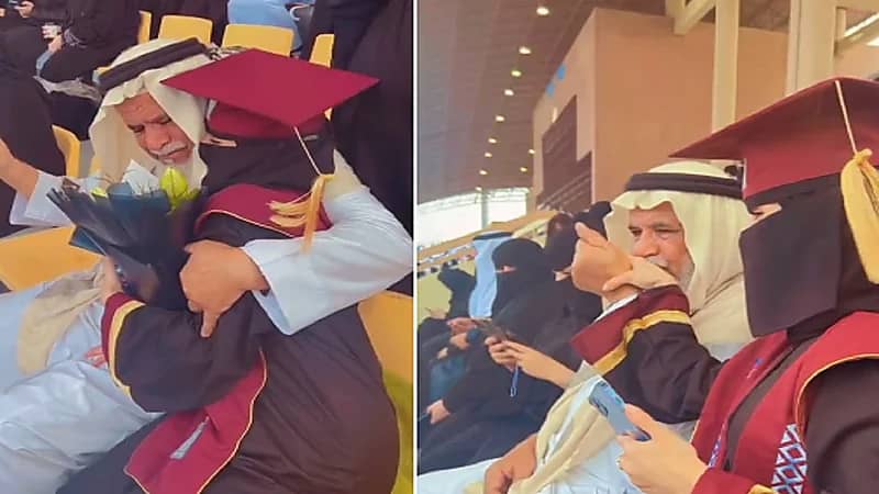 قصة المسن الذي خطف الأنظار باحتفال مؤثر لتخرج ابنته .. فيديو