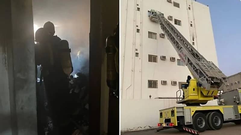 إخلاء 4 نساء من شقة بالمدينة بعد حريق بسبب مدفأة "صور"