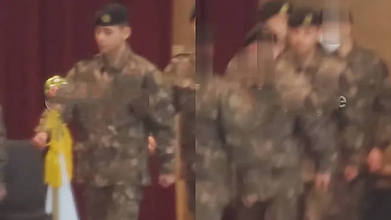 نجم BTS يتألق بالزي العسكري في أحدث ظهور قبل تسريحه .. فيديو