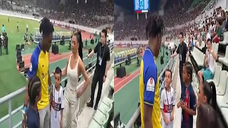 سبيد وكيم كاردشيان في المدرجات لمتابعة النصر .. فيديو