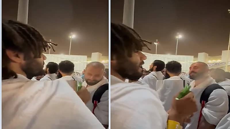 النني يبرد على الحجاج في مشعر عرفات .. فيديو