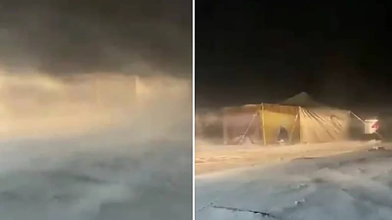 بالفيديو.. عاصفة ثلجية تجتاح الظهر علقان بتبوك