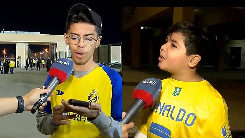 طالب نصراوي حضر مباراة ⁧‫النصر‬⁩ والفيحاء: الاختبار المدرسي صعب ورونالدو بينفعني .. فيديو
