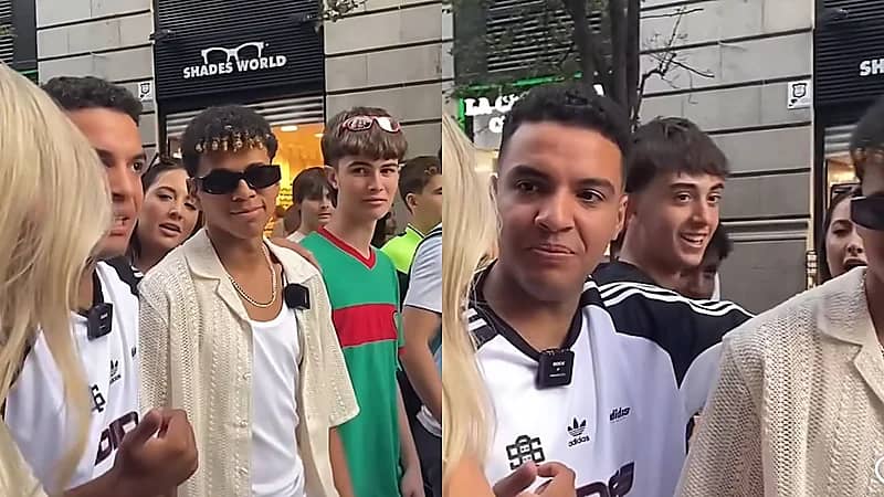 ‎شبيه لامين يامال يثير ضجّة ويلفت الأنظار في شوارع برشلونة .. فيديو