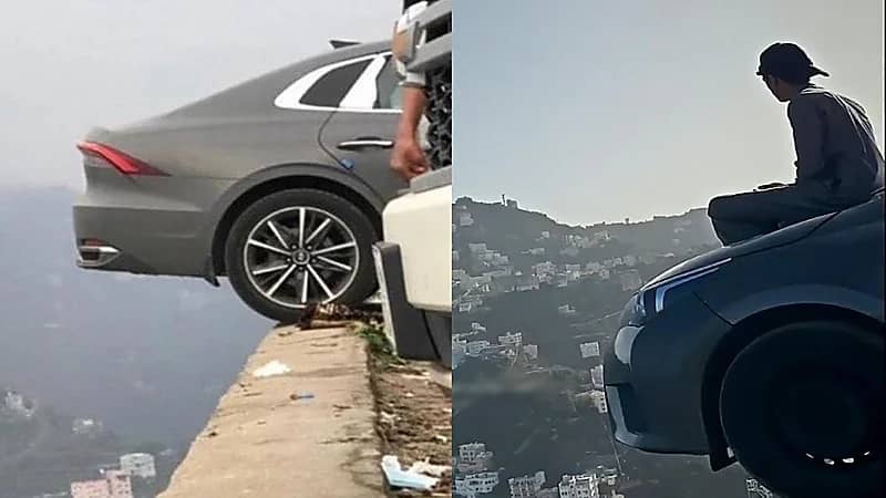 فيديو وصور.. شبان يستعرضون مهاراتهم في القيادة على حافة الهاوية بفيفاء