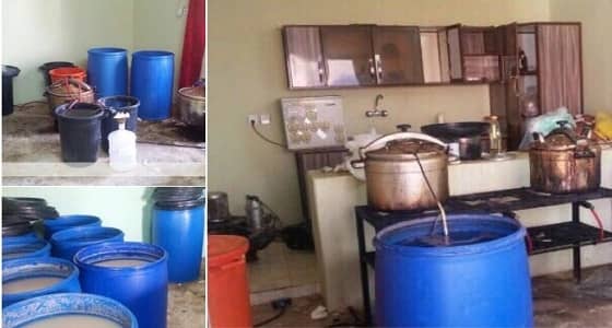 بالصور.. " الأمر بالمعروف " تضبط مصنعًا للخمور في حائل
