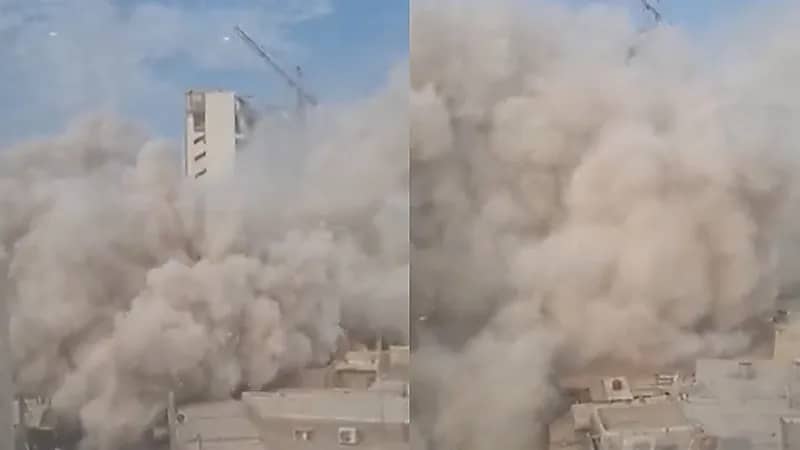 شاهد..لحظة انهيار مبنى "متروبول" جنوب غربي إيران