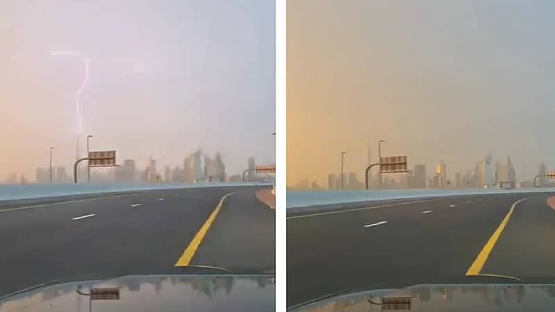 البرق يضرب قمة برج خليفة.. فيديو