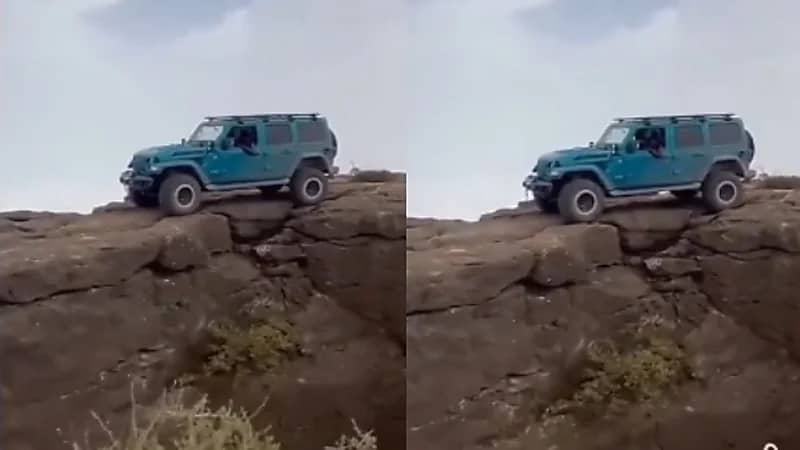 بالفيديو.. سلطنة عمان توقف سائح إماراتي صعد بسيارته على قمة جبل