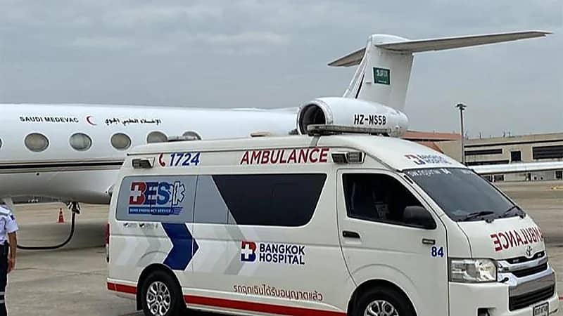 طائرة الإخلاء الطبي تنقل مواطن من تايلاند إلى المملكة لاستكمال علاجه