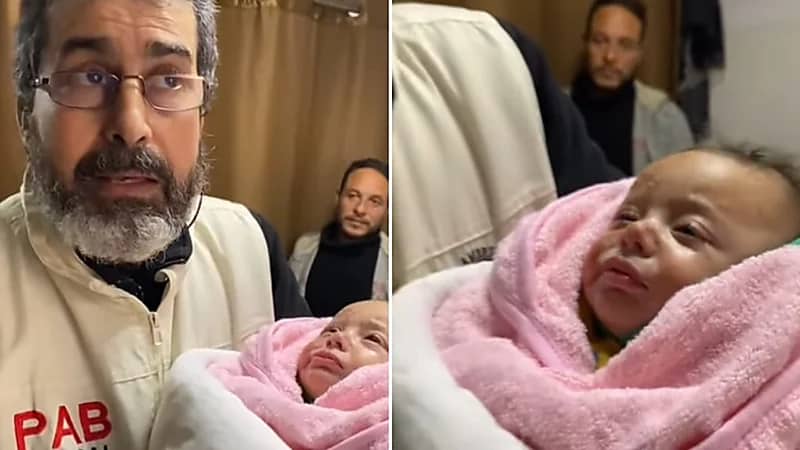 رضيعة فلسطينية تتحدى الموت تحت أنقاض غزة