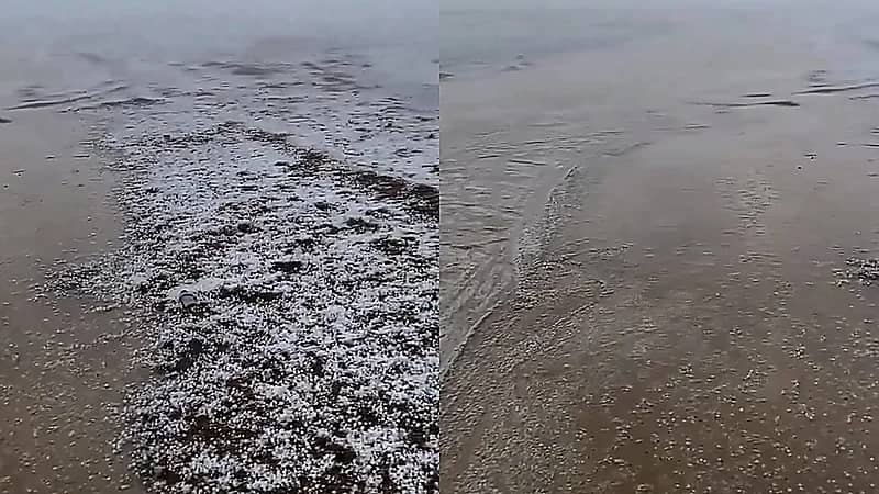 سيل من البرد يزين صباح الدوادمي في السابع من رمضان .. فيديو