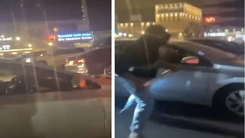 شاهد.. شاب يتسبب بحادث بعدما فتح لعبة نارية على فتاة تقود سيارتها