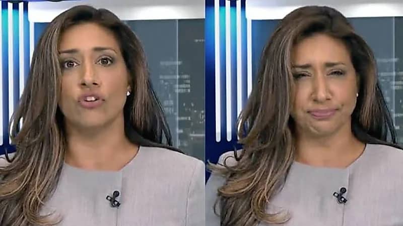 بالفيديو.. مذيعة تبتلع ذبابة على الهواء