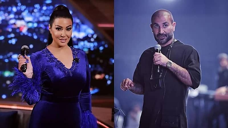 سمية الخشاب تتهكم على إطلالة أحمد سعد المثيرة للجدل