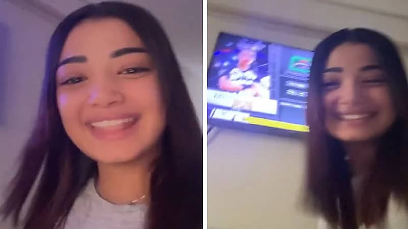 تفاعل ندى فهيم خلال نزال هتان السيف وإيمان بركة .. فيديو