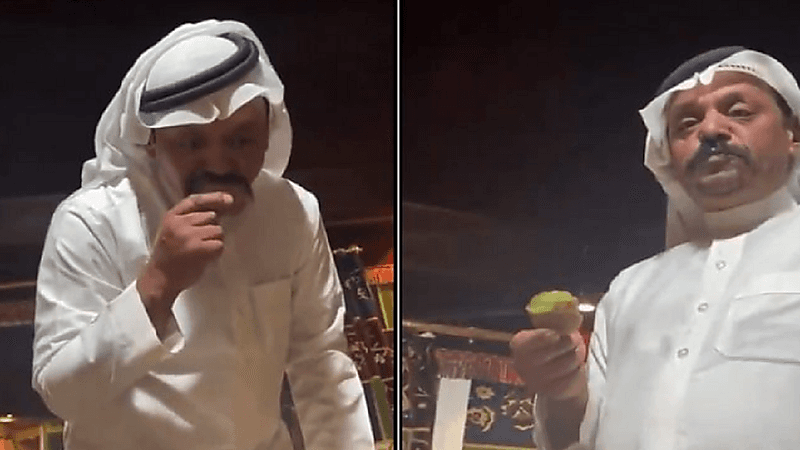 بالفيديو.. شخص يأكل الكيوي بقشره