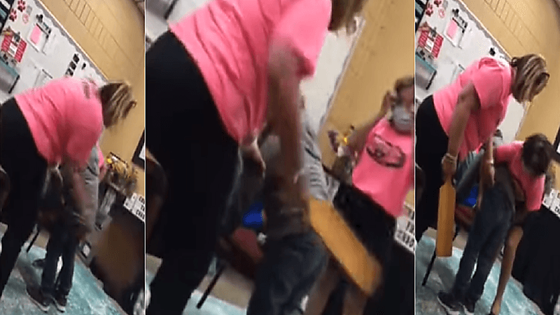 شاهد.. مديرة مدرسة تنهال بالضرب المبرح على طالبة أمام والدتها