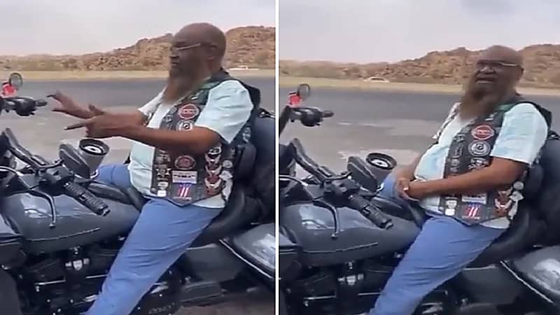 بالفيديو .. الشيخ عادل الكلباني يجرب قيادة دراجة هارلي