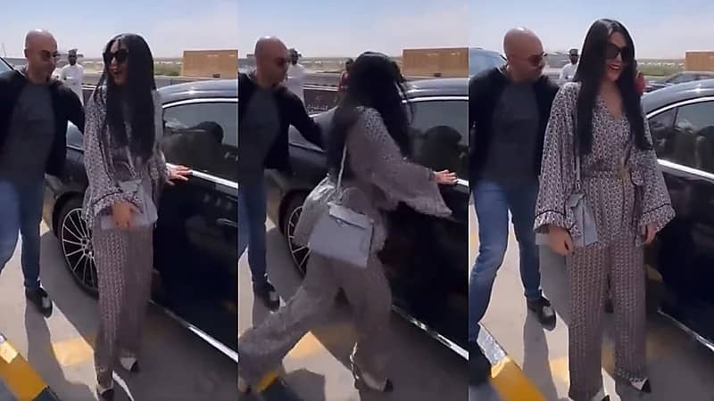 شاهد..لحظة تعثر هيفاء وهبي لدى وصولها الرياض