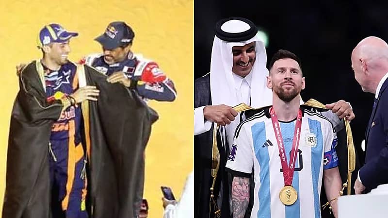 شاهد.. ناصر العطية يلبس "البشت" لدراج أرجنتيني على غرار ميسي