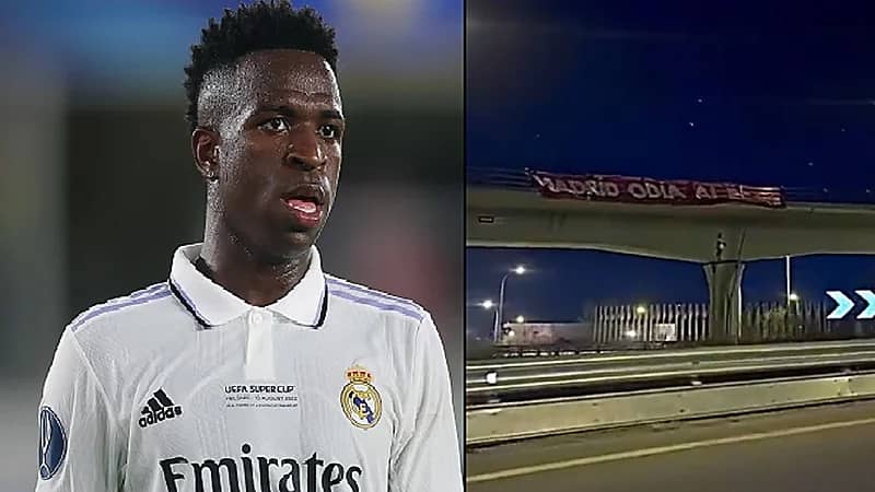 بالفيديو ..لافتة مخيفة ودمية مشنوقة بقميص فينيسيوس