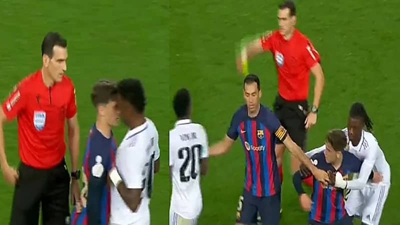 فيديو..اشتباك بين مهاجم ريال مدريد وغافي في نصف نهائي كأس الملك