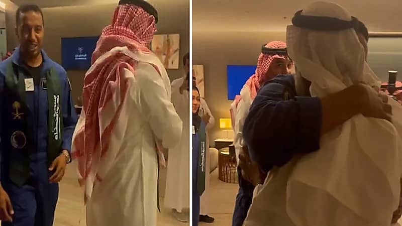 عناق حار بين علي القرني ووالده لحظة وصوله للرياض.. فيديو