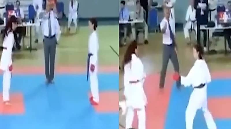 فتاة تلكم غريمتها أمام الجمهور ولا عزاء للروح الرياضية..فيديو