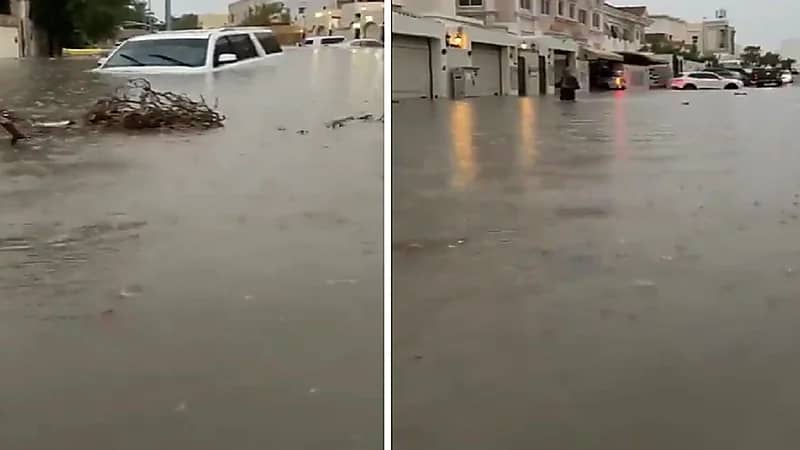 سيول تُغرق أحياء في دبي .. فيديو