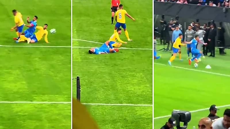 لقطة دخول علي لاجامي على سالم الدوسري بطريقة أشبه بحادث مروري .. فيديو