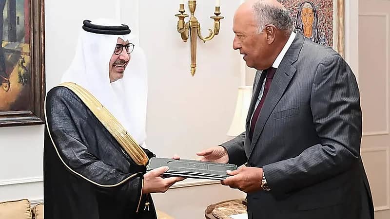 سفير المملكة لدي مصر يسلم أوراق اعتماده لوزير الخارجية المصري .. صور