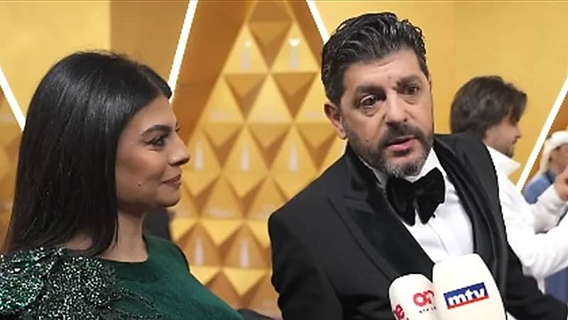 ممثل لبناني ينفعل على زوجته على الهواء .. فيديو