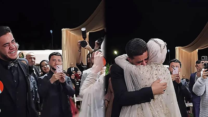 شقيق عبير الصغير يدخل في نوبة بكاء خلال الظهور الأول لها بحفل خطوبتها.. فيديو