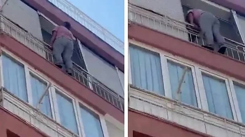 مشهد صادم لرجل يحاول الانتحار بعد رفع زوجته دعوى طلاق.. فيديو