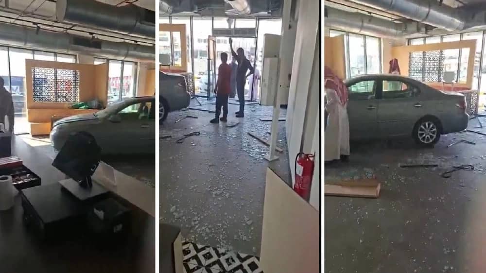 سيارة تقتحم مطعما في الرياض.. فيديو