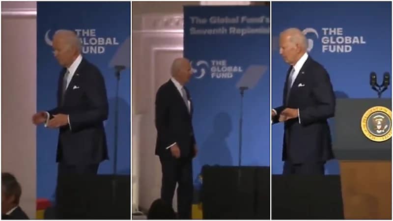 شاهد.. بايدن يتصرف بغرابة بعد إنهاء خطابه