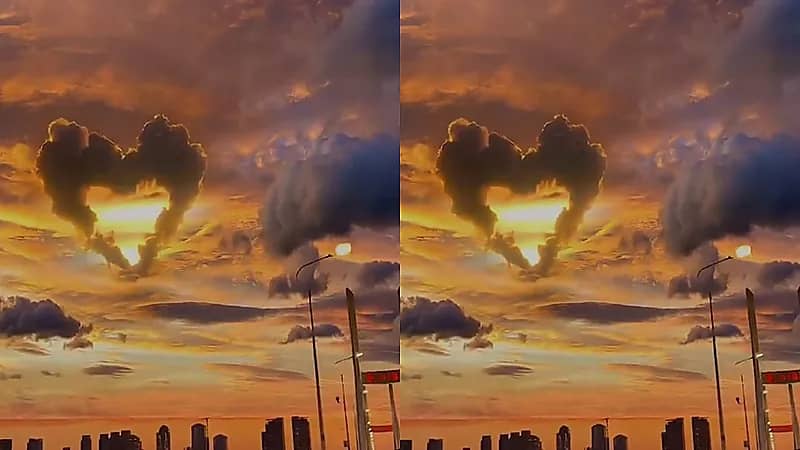 سحابة على شكل قلب تثير إعجاب الجميع .. فيديو