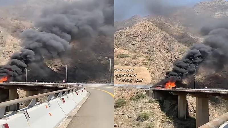 بالفيديو.. وفاة شخص وإصابة آخر في تصادم شاحنتين بالباحة