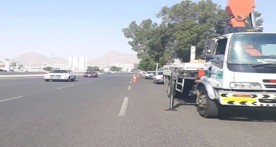 بالصور.. استكمال أعمال الصيانة الوقائية لأعمدة الإنارة في المدينة والطائف