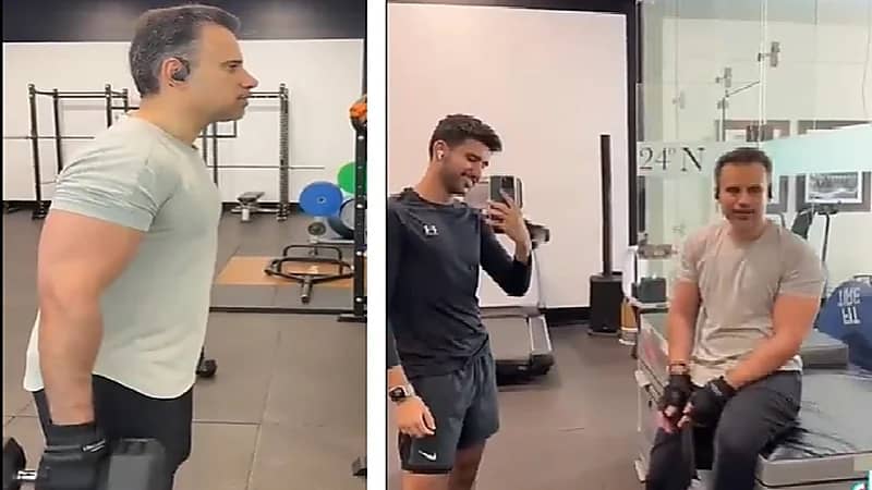 شاب يوثّق تمارينه برفقة والده .. فيديو