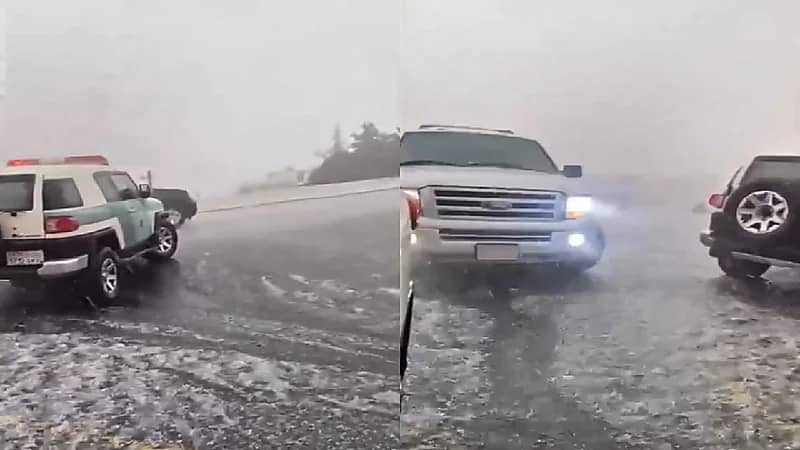 السودة تتزين بكسوة بيضاء بعد تساقط البرد الكثيف .. فيديو