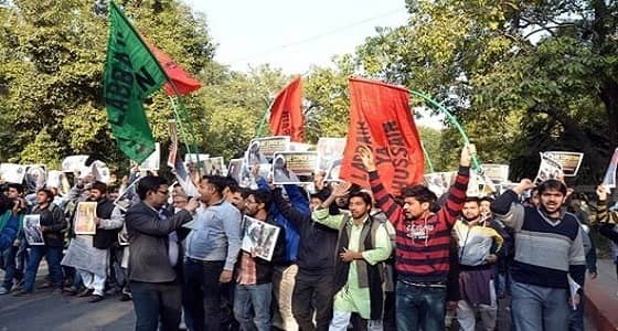 تظاهرة في نيودلهي احتجاجًا على زيارة نتنياهو