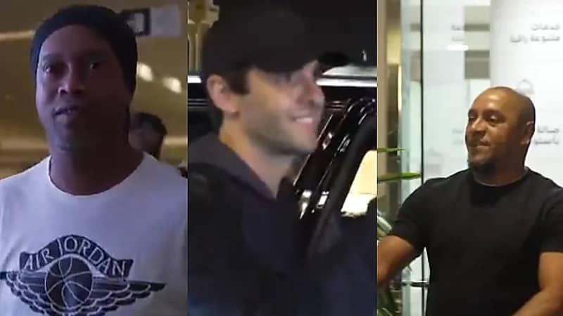 شاهد.. رونالدينهو وروبرتو كارلوس وكاكا في الرياض