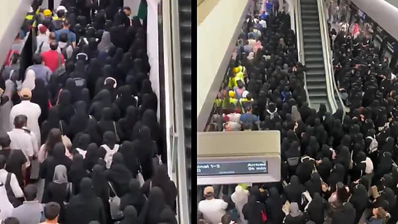 إقبال كبير من الطالبات على محطة المركز المالي بمترو الرياض .. فيديو