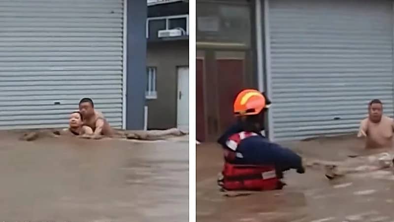 "أنقذوها أولًا".. فيديو مؤثر لزوج يطالب بإنقاذ زوجته من الغرق.. فيديو