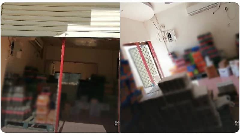 بالصور .. رصد مستودع مخالف لاشتراطات تخزين المواد الغذائية بالمدينة