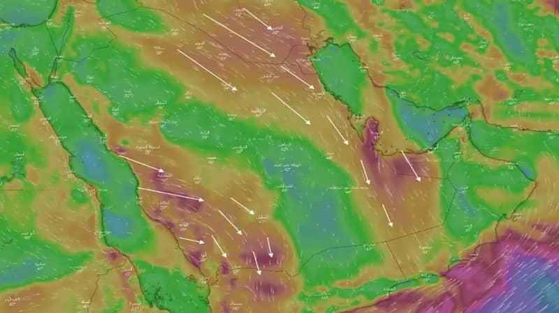 "المسند" يتوقع نشاط رياح البوراح اليوم السبت