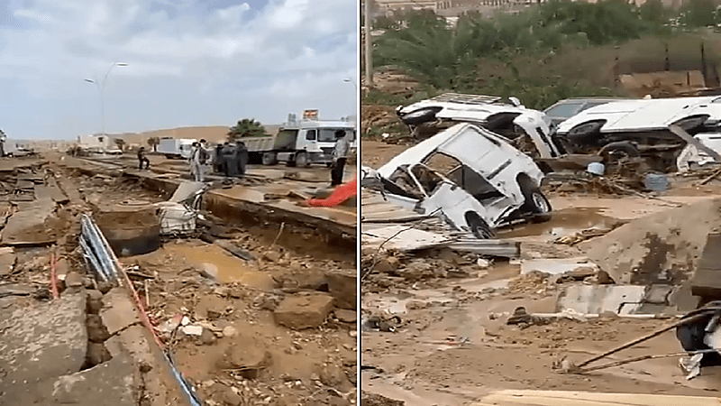 بالفيديو.. الأمطار والسيول تُحطم مركبات ومنازل في تبوك